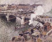 Pont Boieldieu in Rouen,damp weather, Camille Pissarro